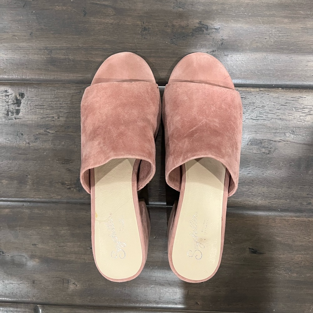Seychelles rose pink suede heeled sandal size 6